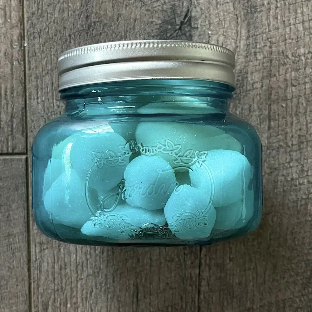 Unique, Vintage, Blue, Jarden Mason Jar ( “Marshmallow” Soap Included)  Decor.